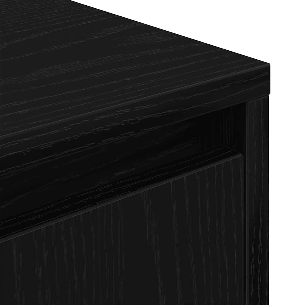 Sengeskab med LED-lys Sort 38x34x50 cm