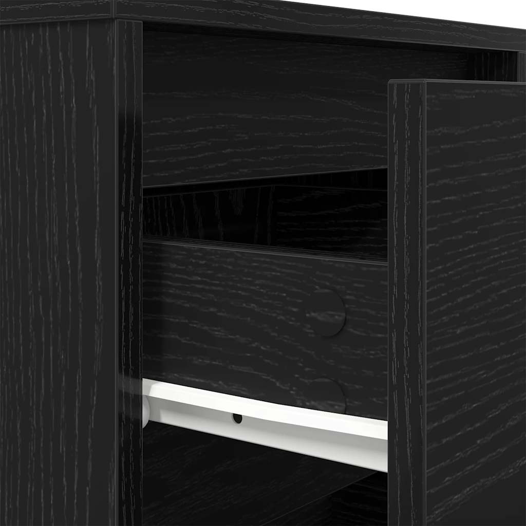 Sengeskab med LED-lys Sort 38x34x50 cm
