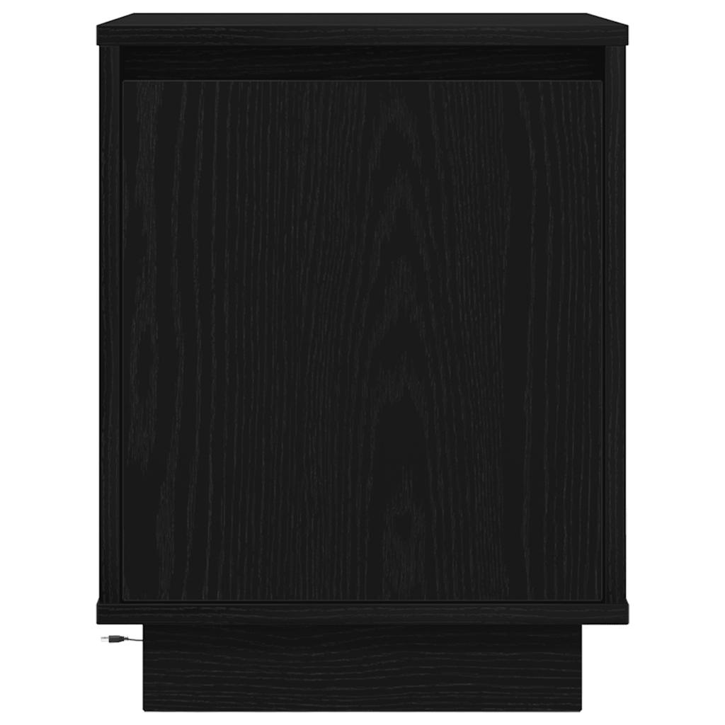 sengeskabe 2 stk. med LED-lys 38x34x50 cm sort