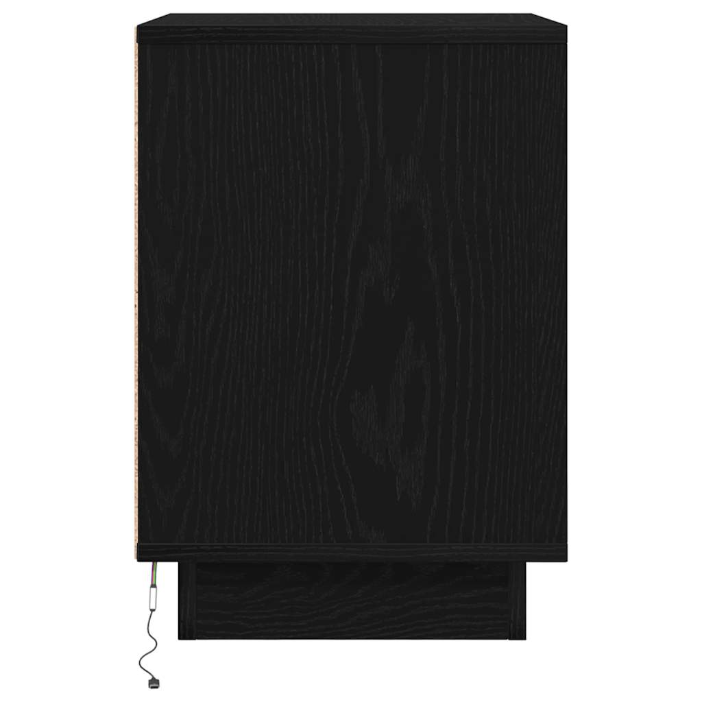sengeskabe 2 stk. med LED-lys 38x34x50 cm sort