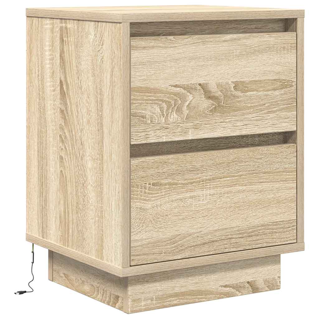 Sengeskab med LED-lys Sonoma Eg 38x34x50 cm