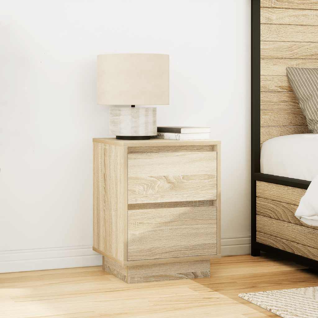 Sengeskab med LED-lys Sonoma Eg 38x34x50 cm