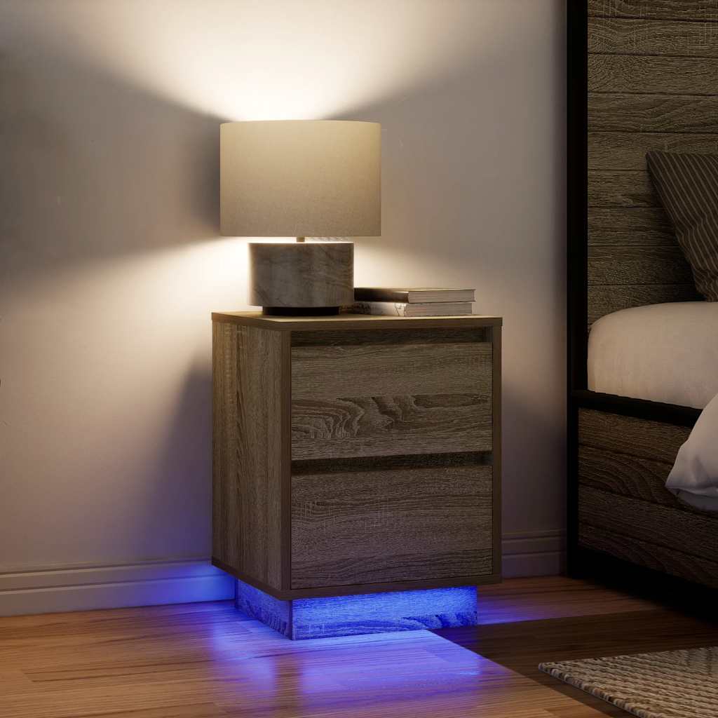Sengeskab med LED-lys Sonoma Eg 38x34x50 cm