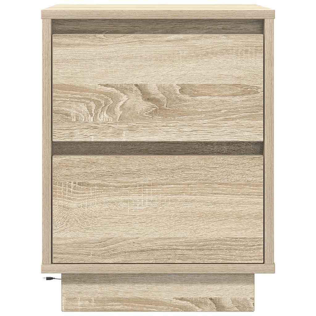 Sengeskab med LED-lys Sonoma Eg 38x34x50 cm