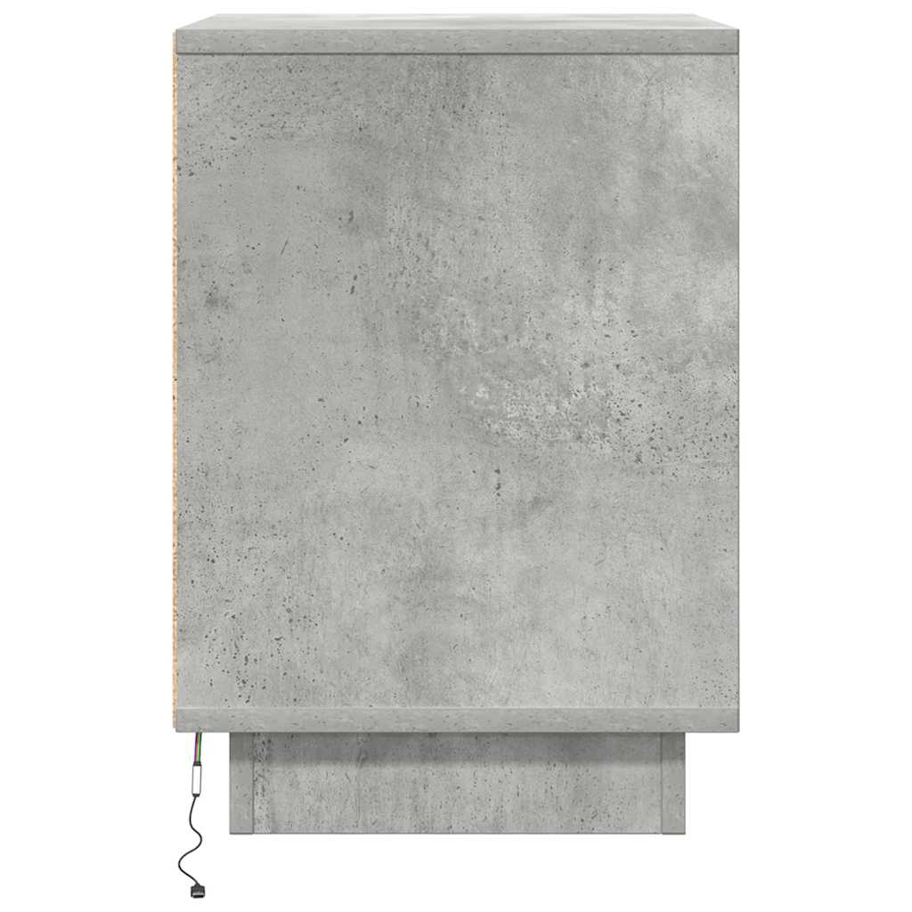 Sengeskab med LED-lys Betongrå 38x34x50 cm