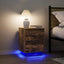 sengeskabe 2 stk. med LED-lys 38x34x50 cm røget egetræsfarve