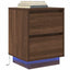 Sengeskab med LED-lys Brun Eg 38x34x50 cm