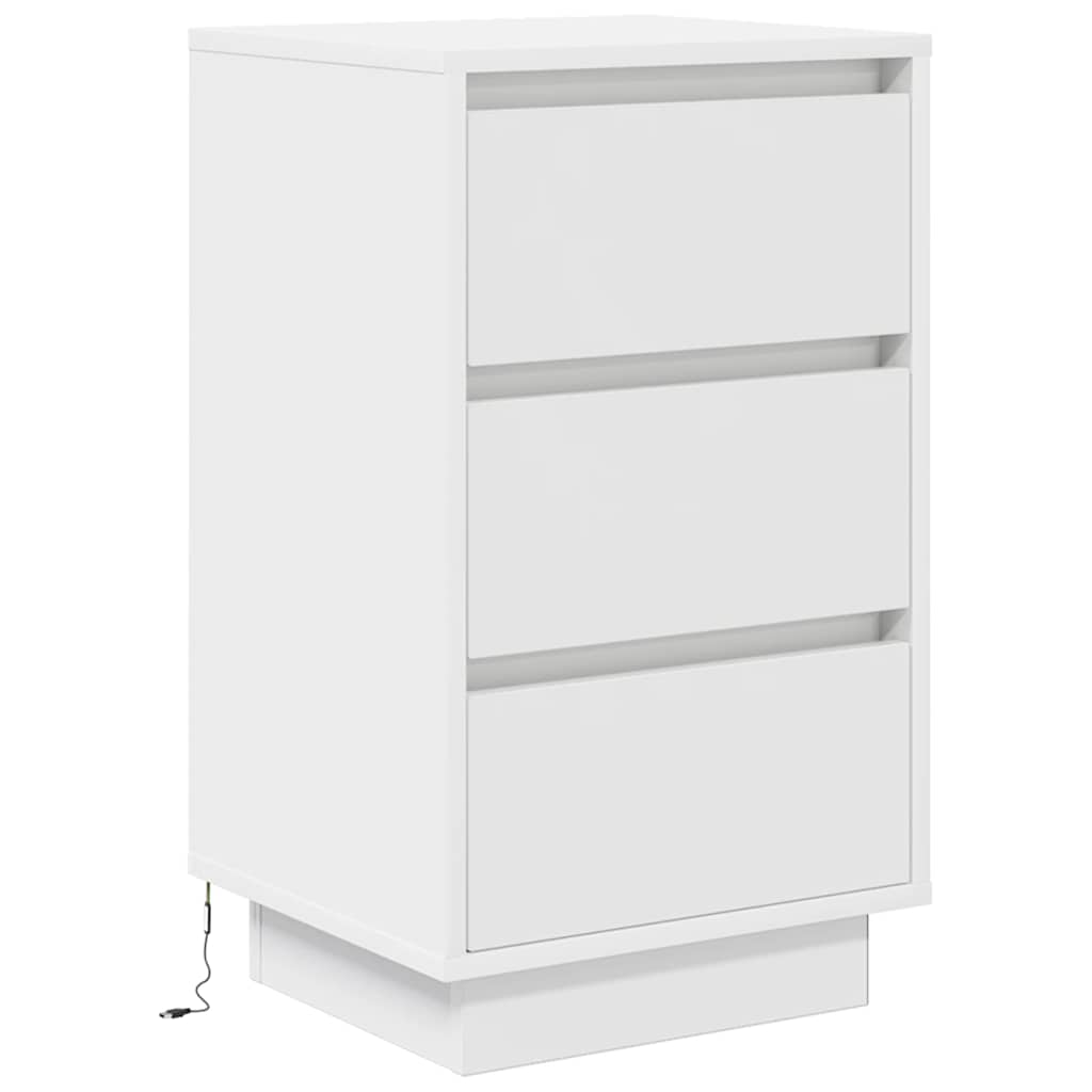 sengeskab med LED-lys 38x34x65 cm hvid