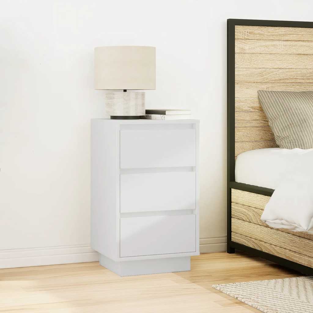 sengeskab med LED-lys 38x34x65 cm hvid