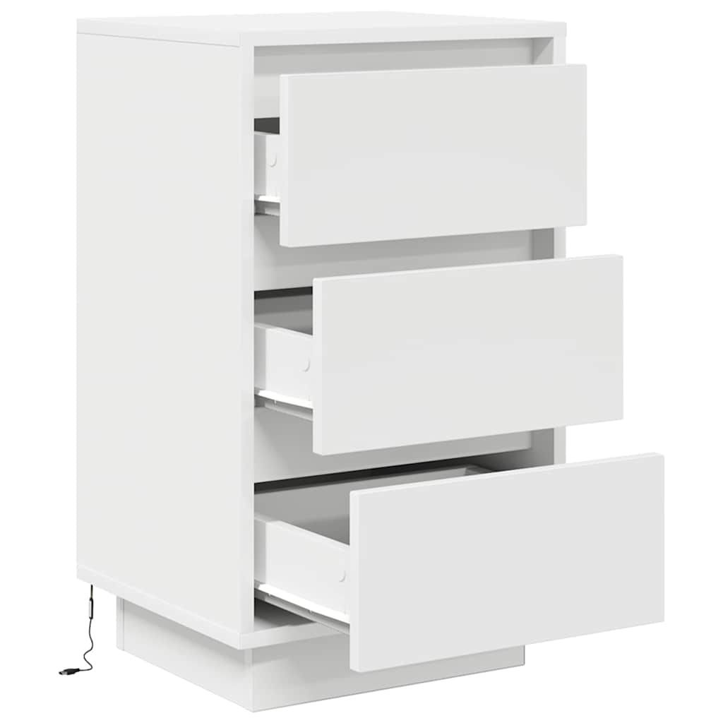 sengeskab med LED-lys 38x34x65 cm hvid
