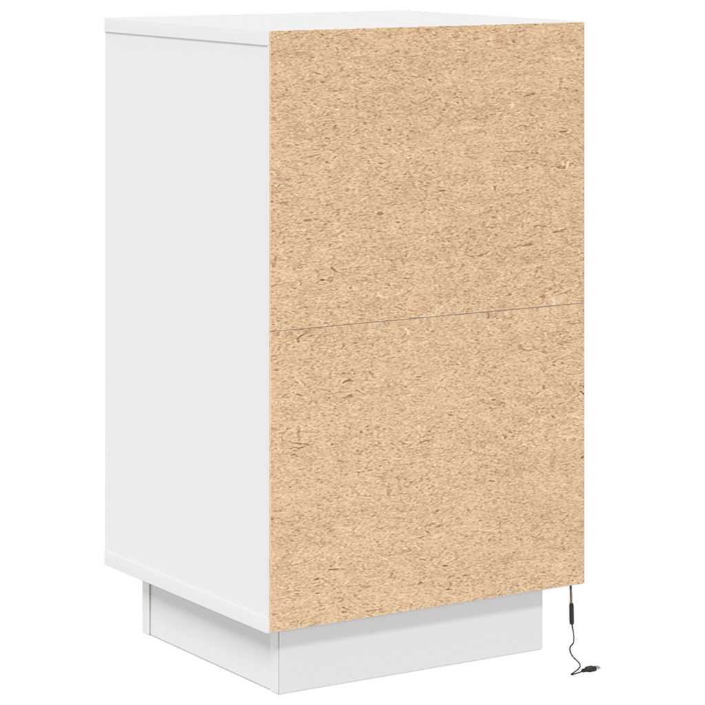 sengeskab med LED-lys 38x34x65 cm hvid