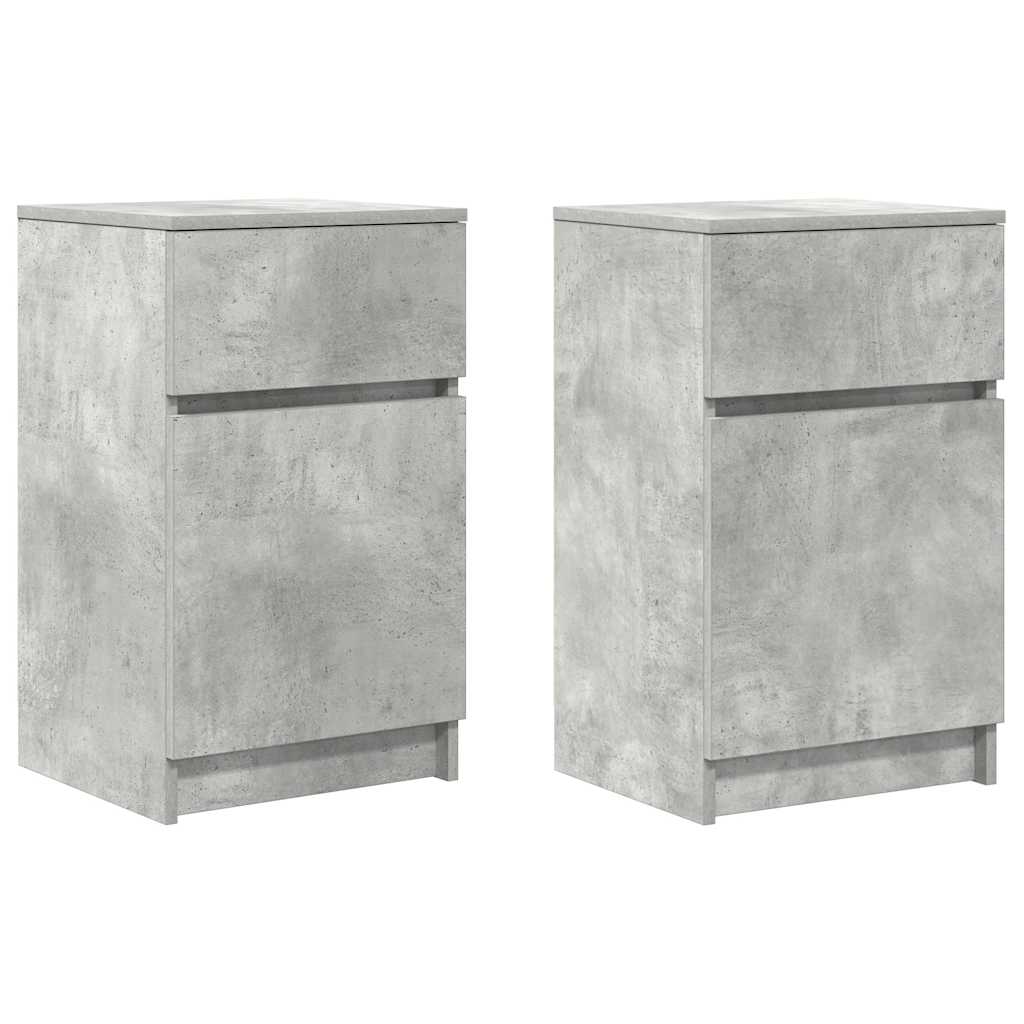 sengeborde 2 stk. 39x35x65 cm konstrueret træ betongrå