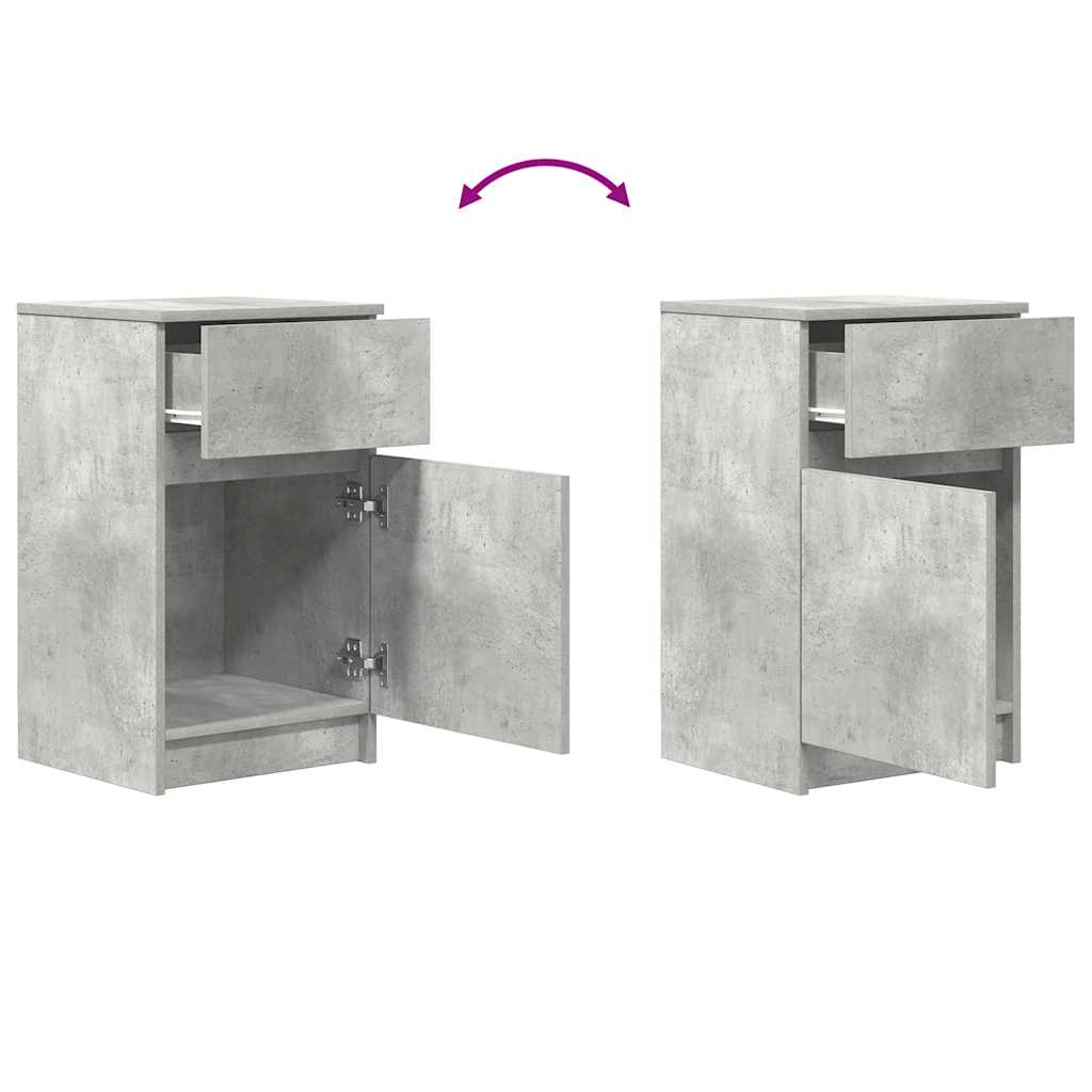 sengeborde 2 stk. 39x35x65 cm konstrueret træ betongrå