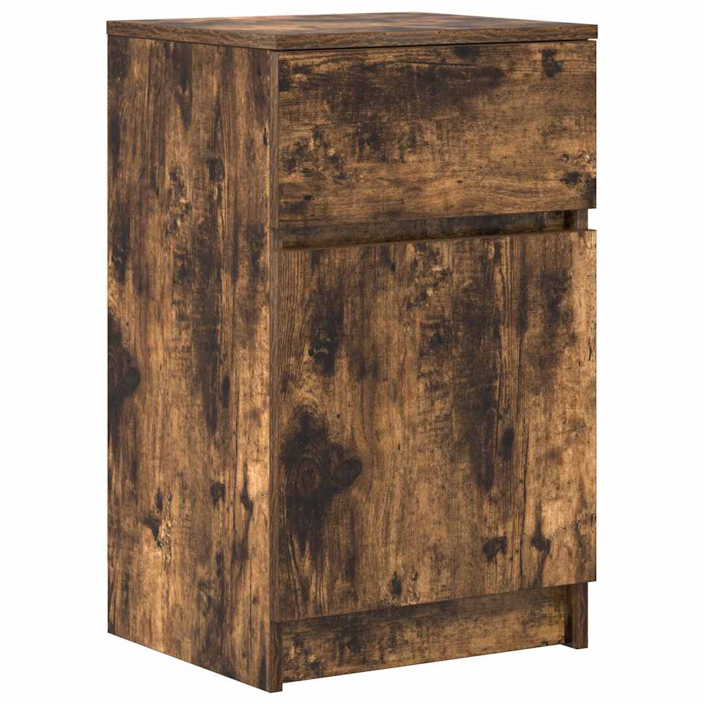 sengeborde 2 stk. 39x35x65 cm konstrueret træ røget egetræ