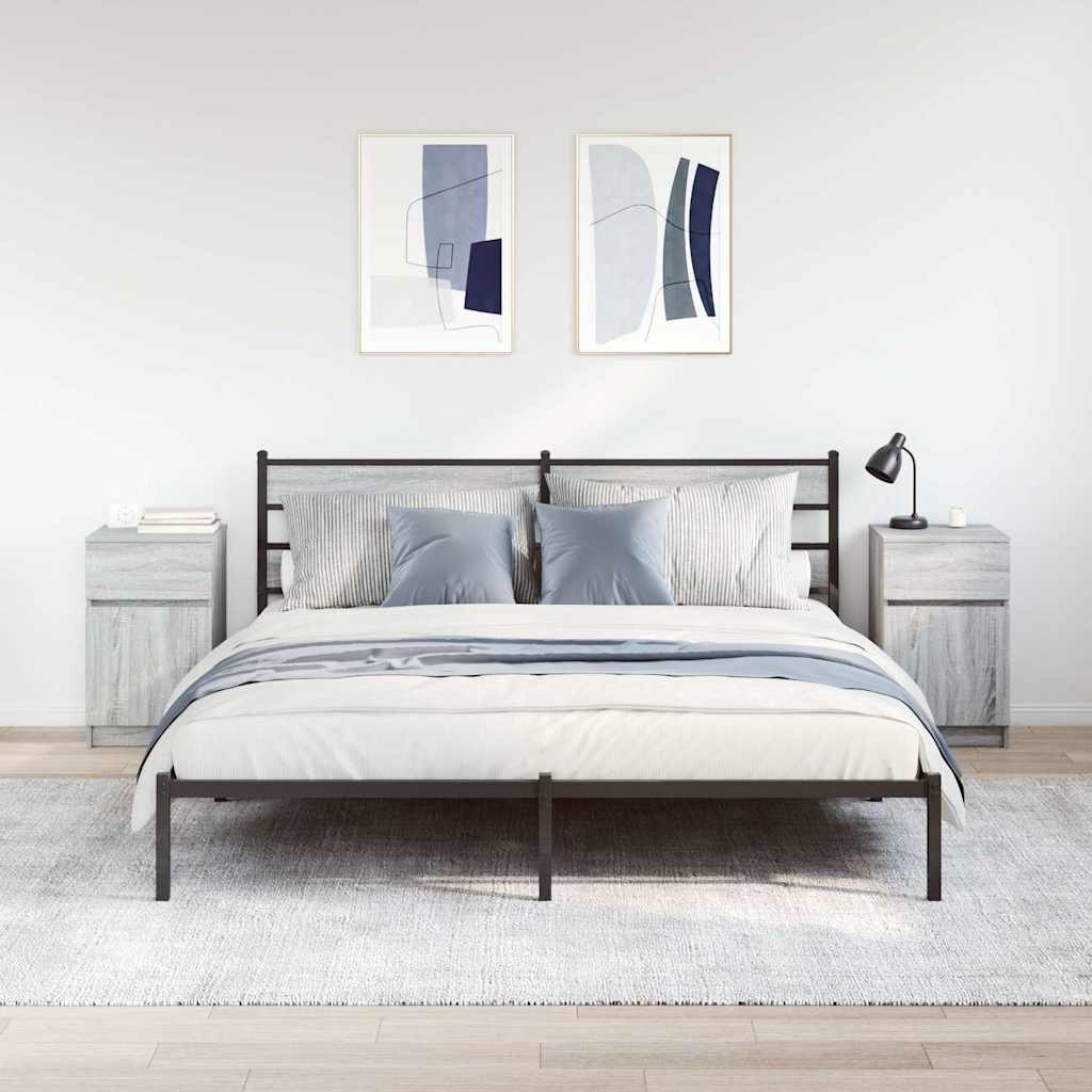 sengeborde 2 stk. 39x35x65 cm konstrueret træ grå sonoma-eg
