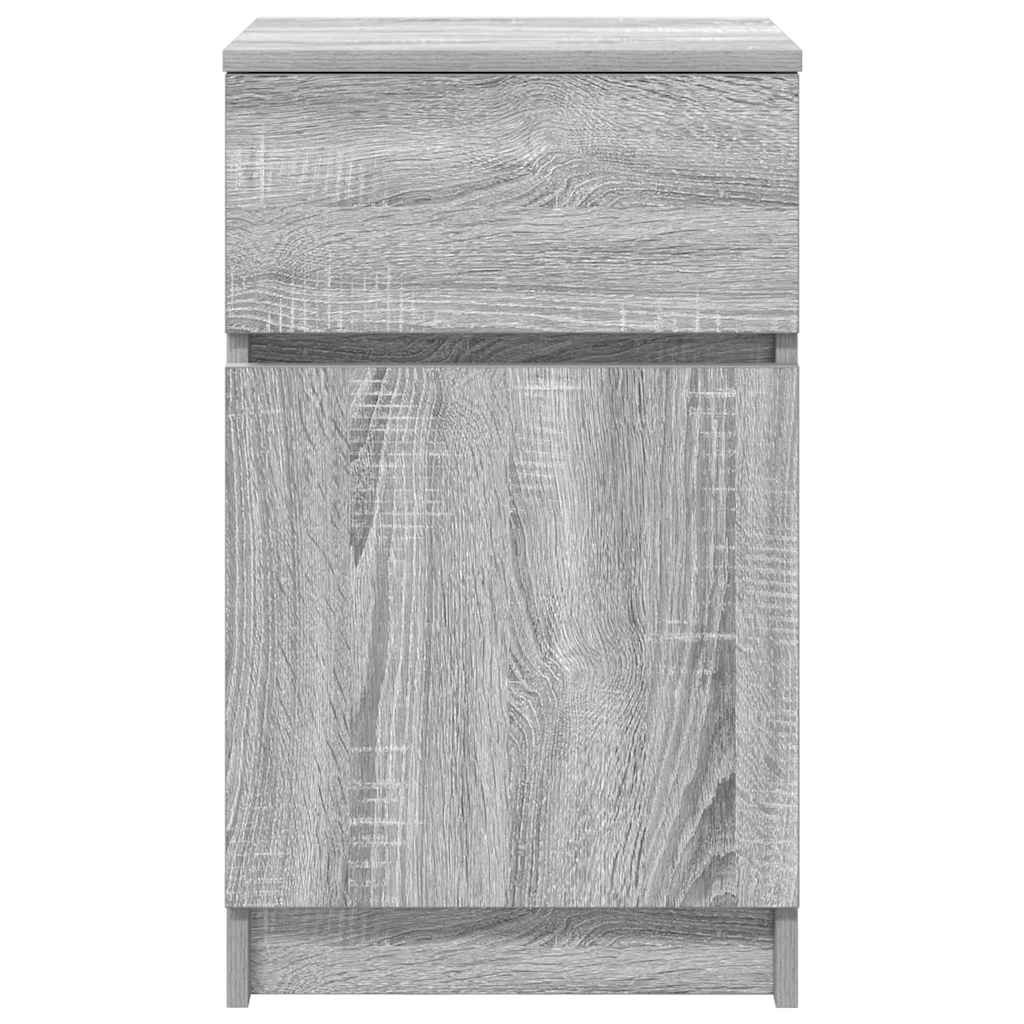 sengeborde 2 stk. 39x35x65 cm konstrueret træ grå sonoma-eg