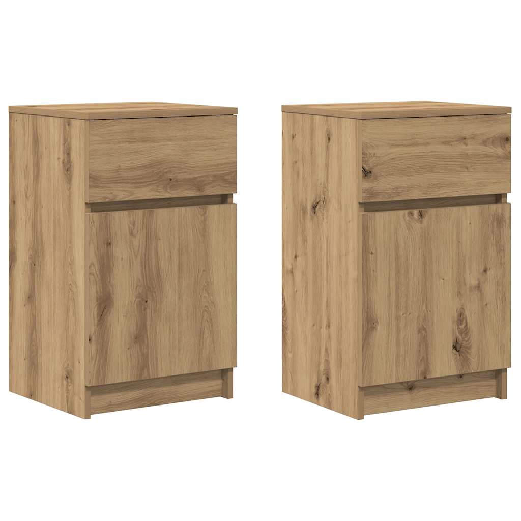 sengeborde 2 stk. 39x35x65 cm konstrueret træ kunsteg