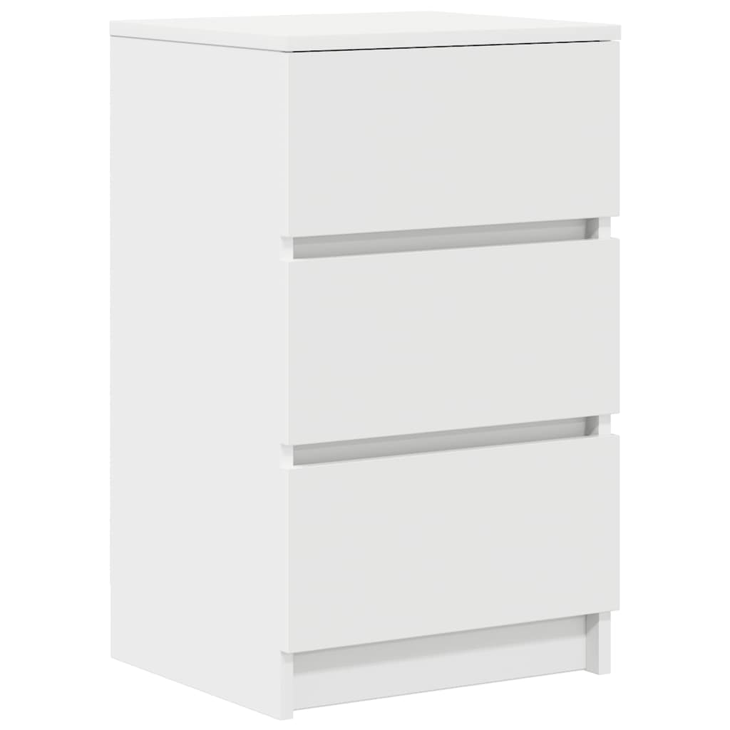 sengebord med 3 skuffer 39x35x65 cm hvid