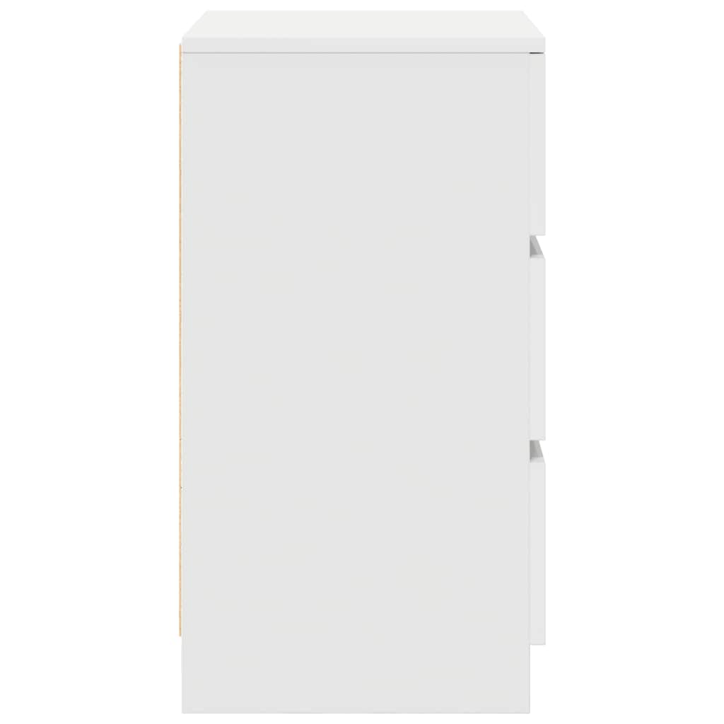 sengebord med 3 skuffer 39x35x65 cm hvid