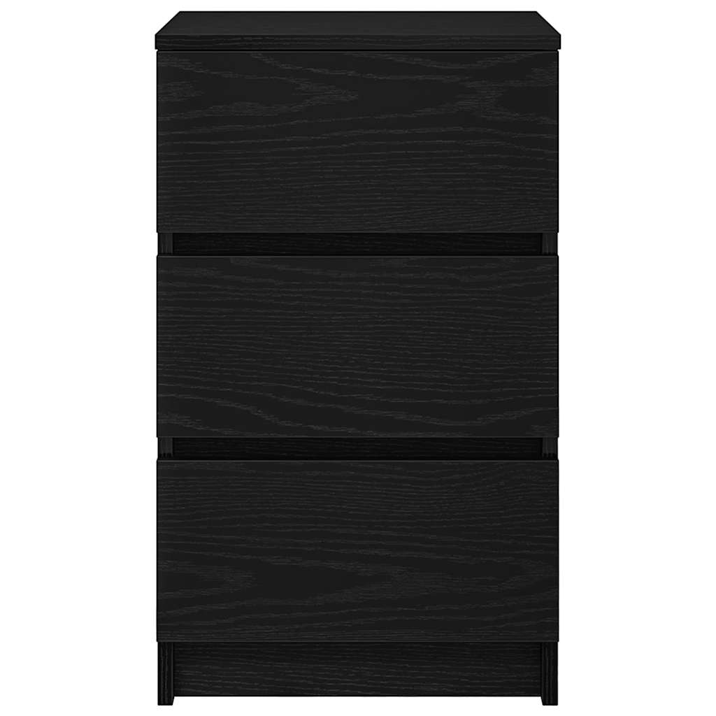 sengebord med 3 skuffer 39x35x65 cm sort