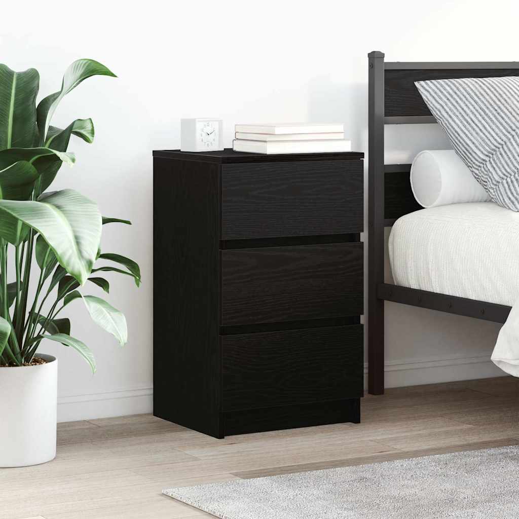 sengeborde med 3 skuffer 2 stk. 39x35x65 cm sort