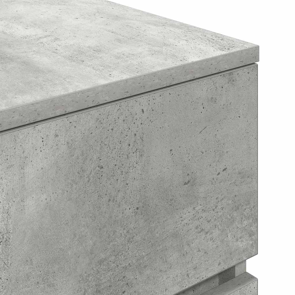 sengebord med 3 skuffer 39x35x65 cm betongrå