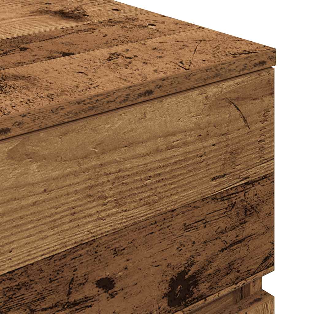 sengebord med 3 skuffer 39x35x65 cm gammelt træ-look