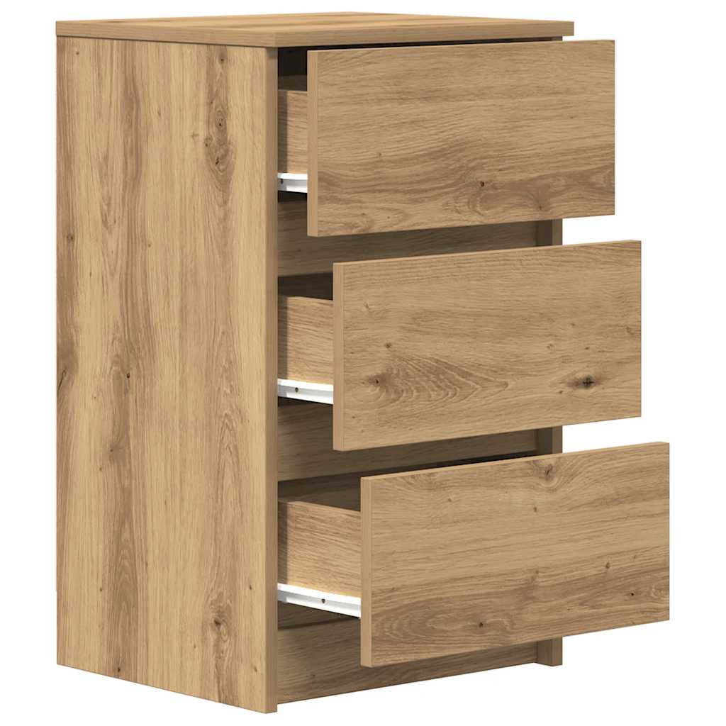 sengebord med 3 skuffer 39x35x65 cm kunsteg