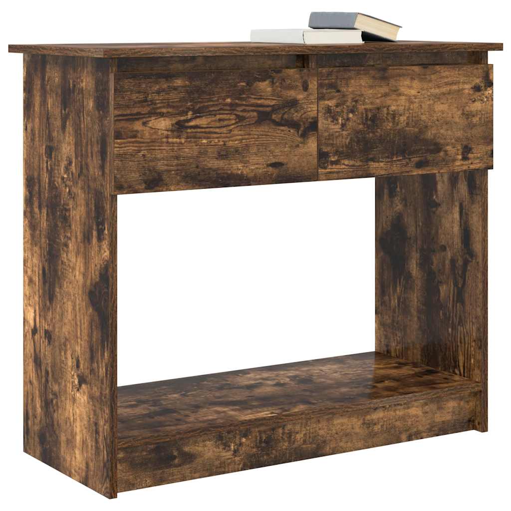konsolbord med skuffer 85,5x38,5x74,5 cm røget egetræsfarve