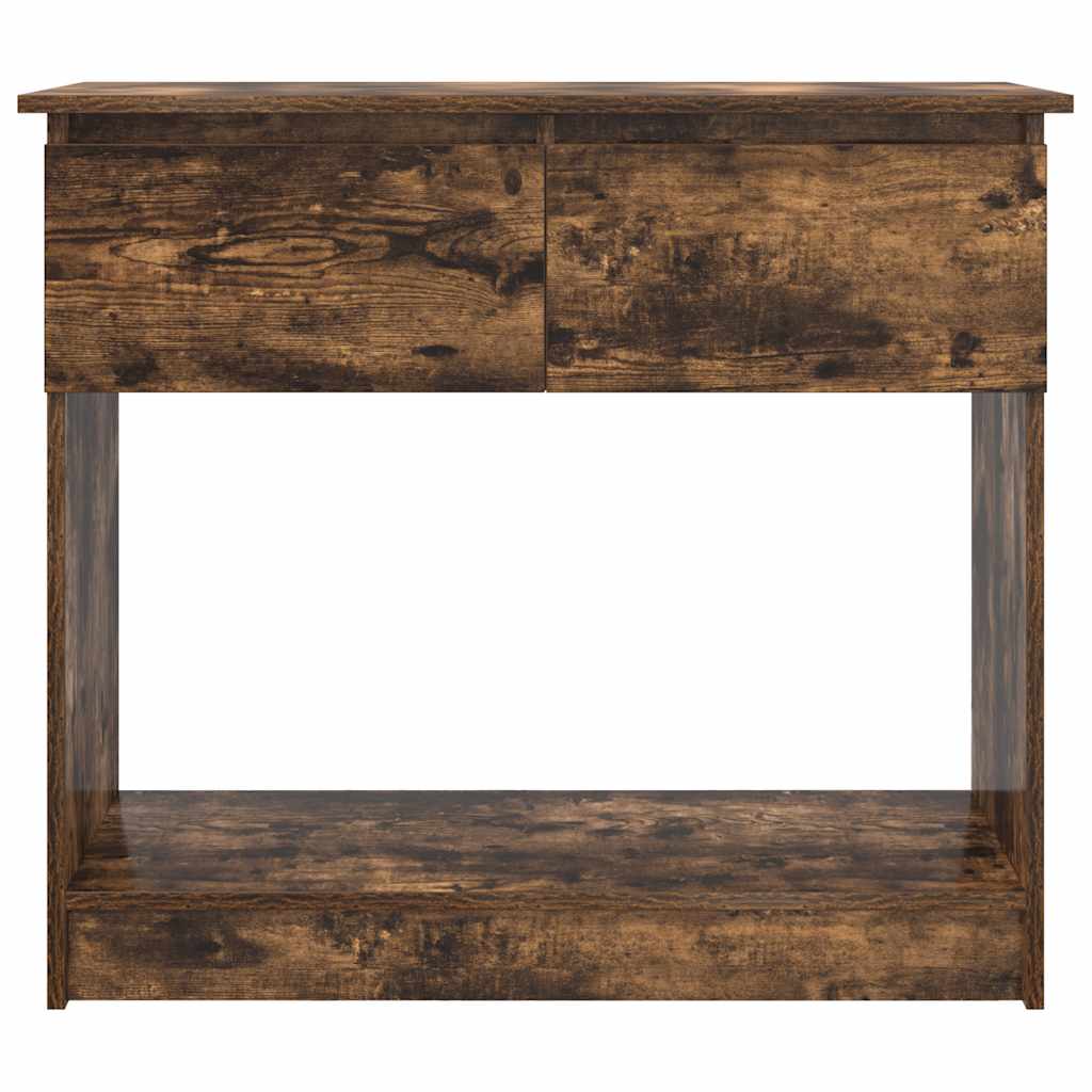 konsolbord med skuffer 85,5x38,5x74,5 cm røget egetræsfarve