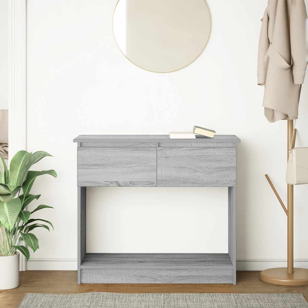 konsolbord med skuffer 85,5x38,5x74,5 cm grå sonoma-eg