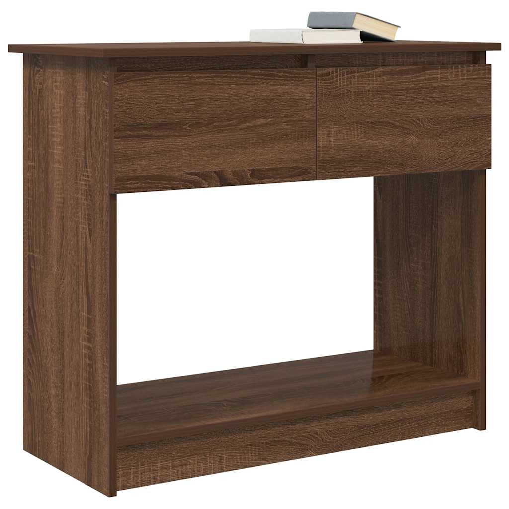 konsolbord med skuffer 85,5x38,5x74,5 cm brun egetræsfarve