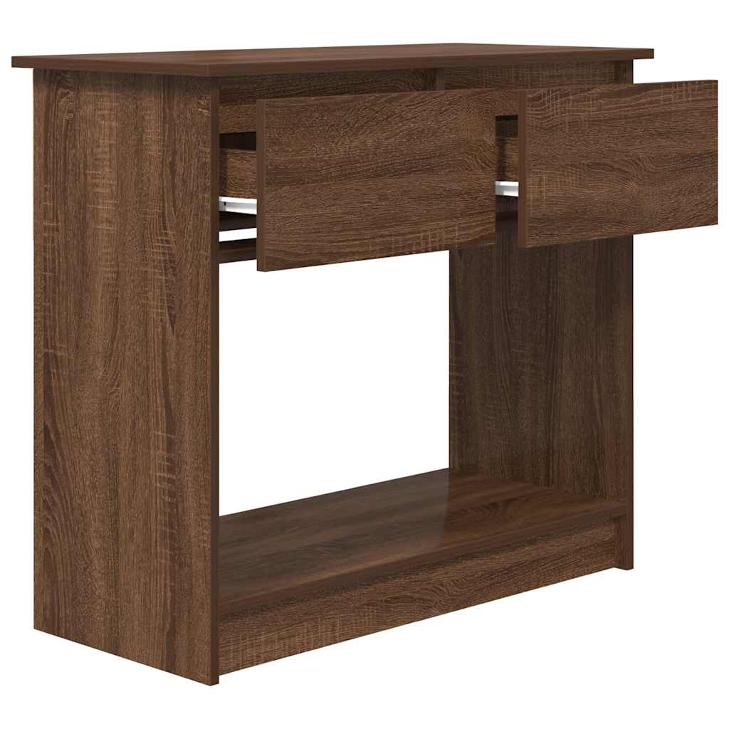 konsolbord med skuffer 85,5x38,5x74,5 cm brun egetræsfarve