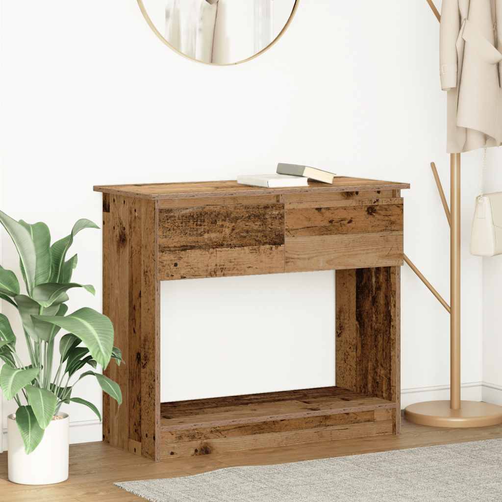 konsolbord med skuffer 85,5x38,5x74,5 cm gammelt træ-look