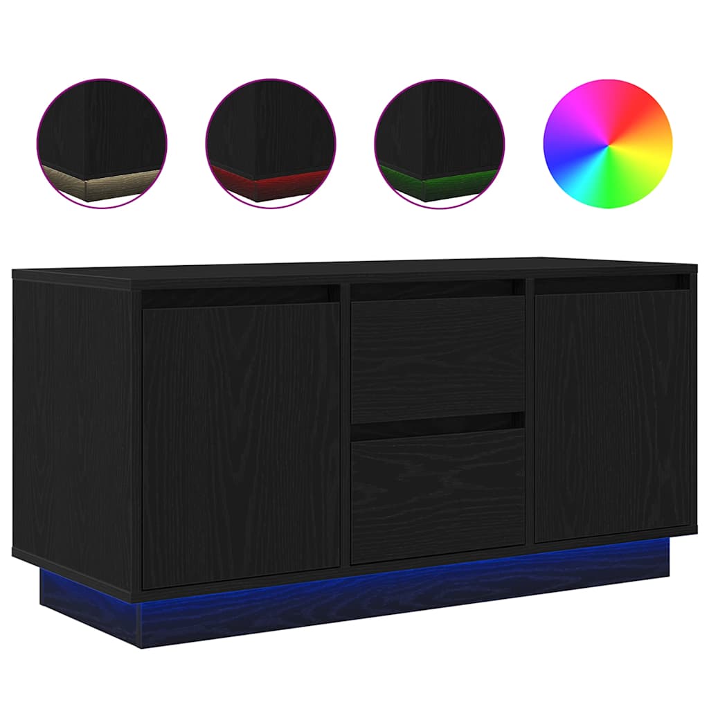 tv-skab med LED-lys 100x41x50 cm sort-eg