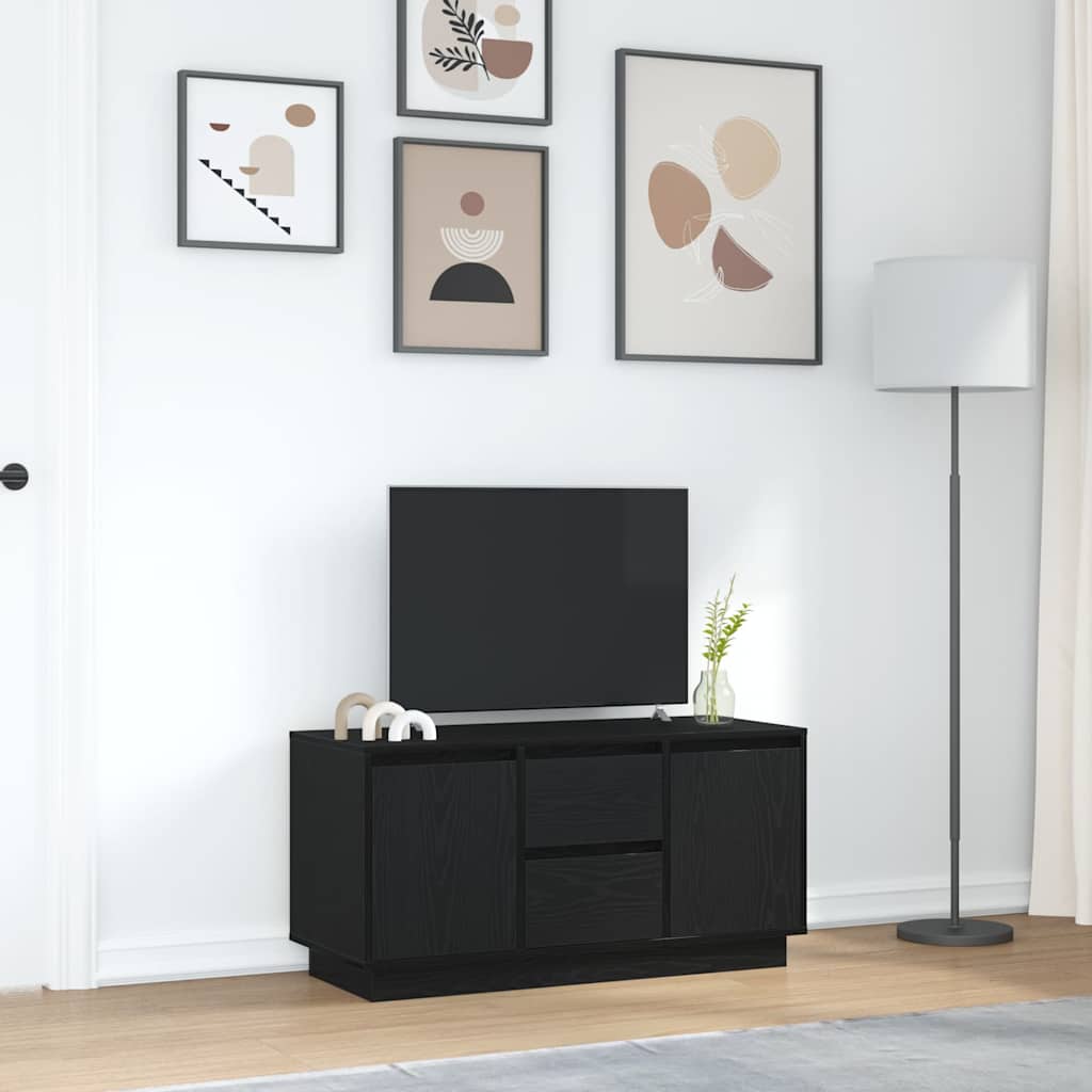 tv-skab med LED-lys 100x41x50 cm sort-eg