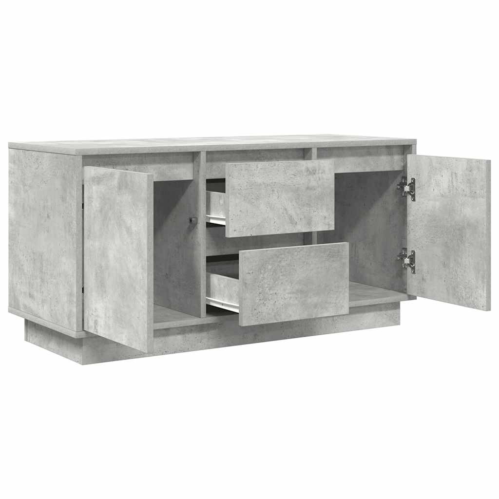 sengebord med LED-lys 100x41x50 cm betongrå