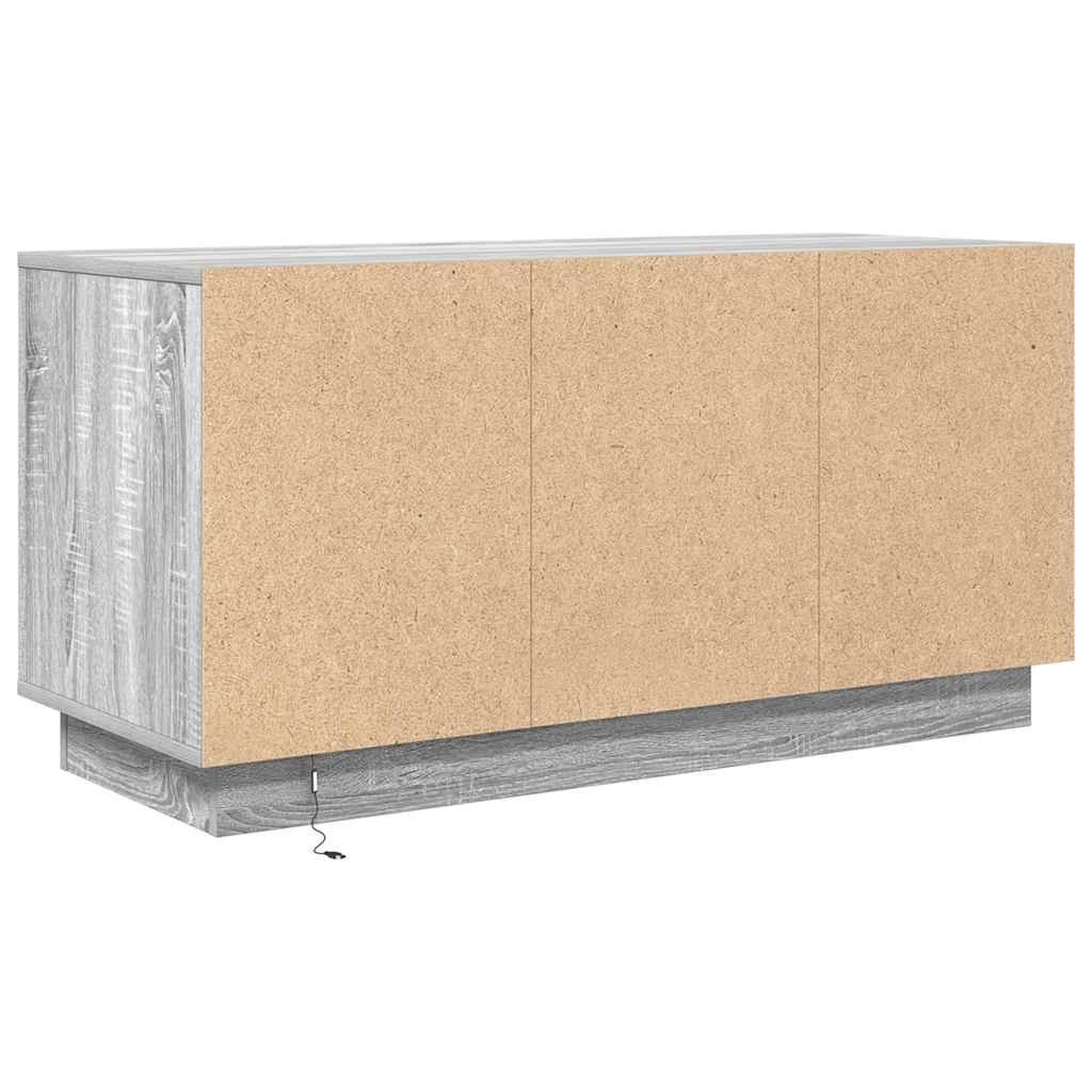 tv-bord med LED-lys 100x41x50 cm grå sonoma-eg