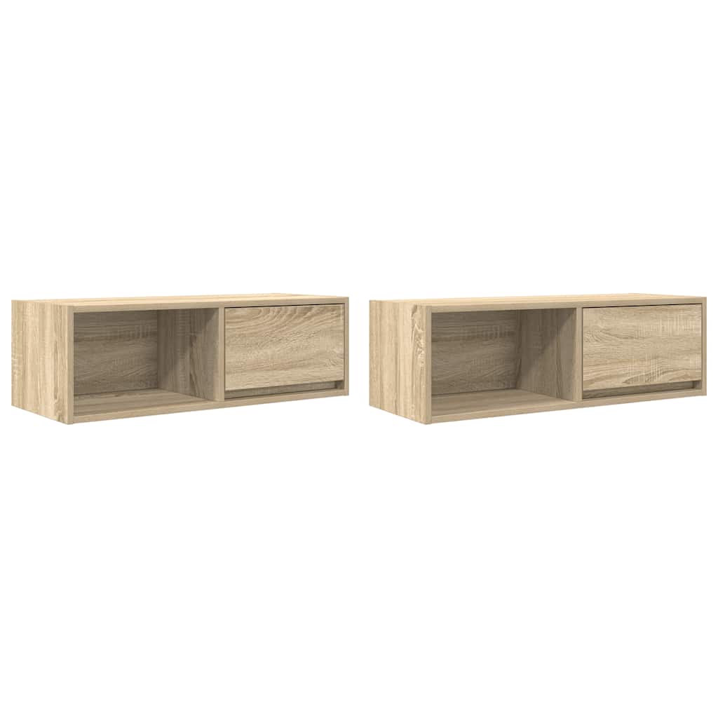 tv-borde 2 stk. 80x31x25,5 cm konstrueret træ sonoma-eg