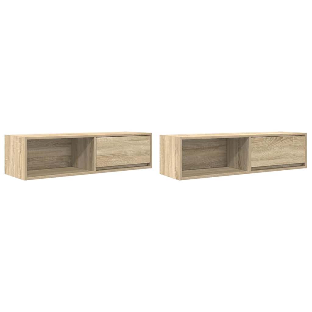 tv-borde 2 stk. 100x31x25,5 cm konstrueret træ sonoma-eg