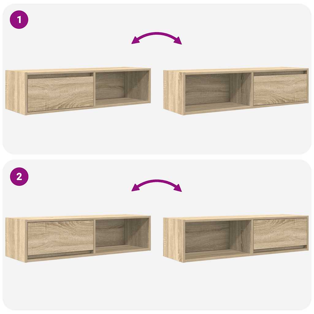 tv-borde 2 stk. 100x31x25,5 cm konstrueret træ sonoma-eg