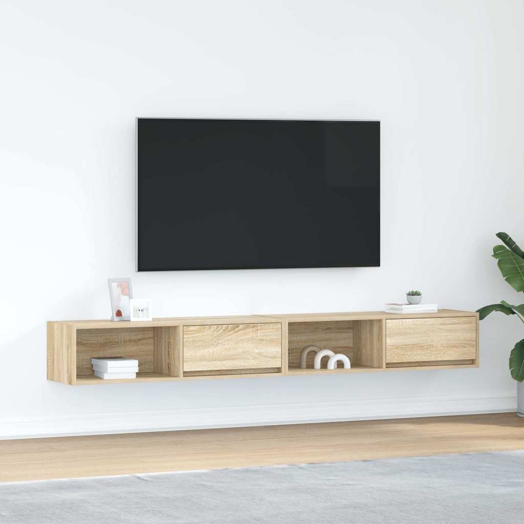 tv-borde 2 stk. 100x31x25,5 cm konstrueret træ sonoma-eg