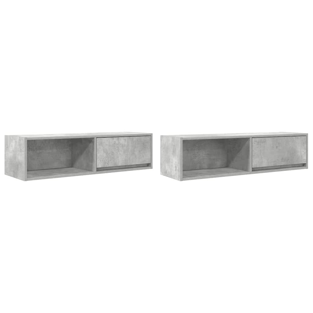 tv-borde 2 stk. 100x31x25,5 cm konstrueret træ betongrå