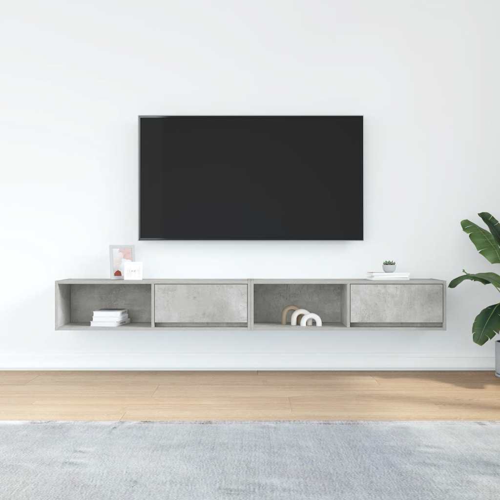 tv-borde 2 stk. 100x31x25,5 cm konstrueret træ betongrå