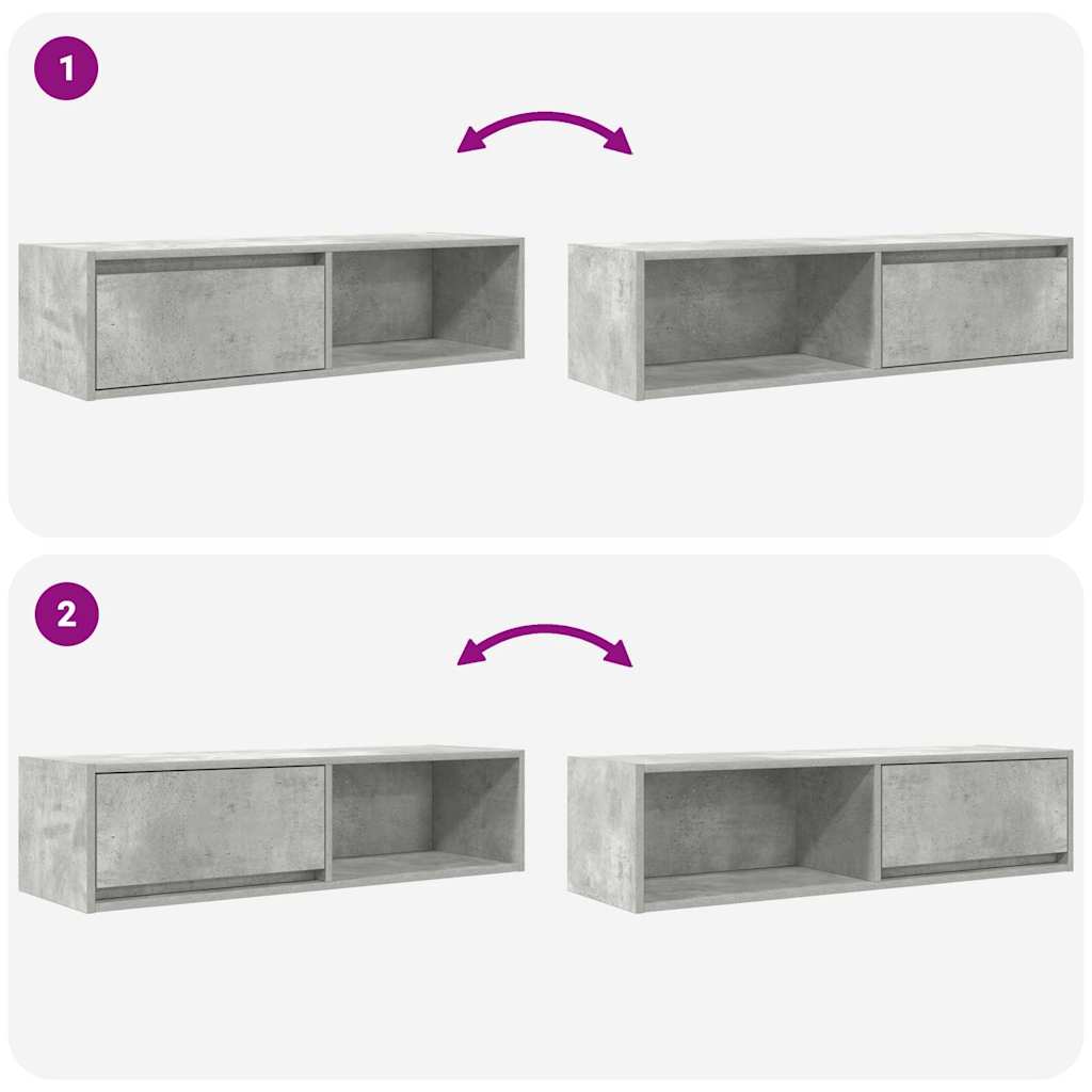 tv-borde 2 stk. 100x31x25,5 cm konstrueret træ betongrå