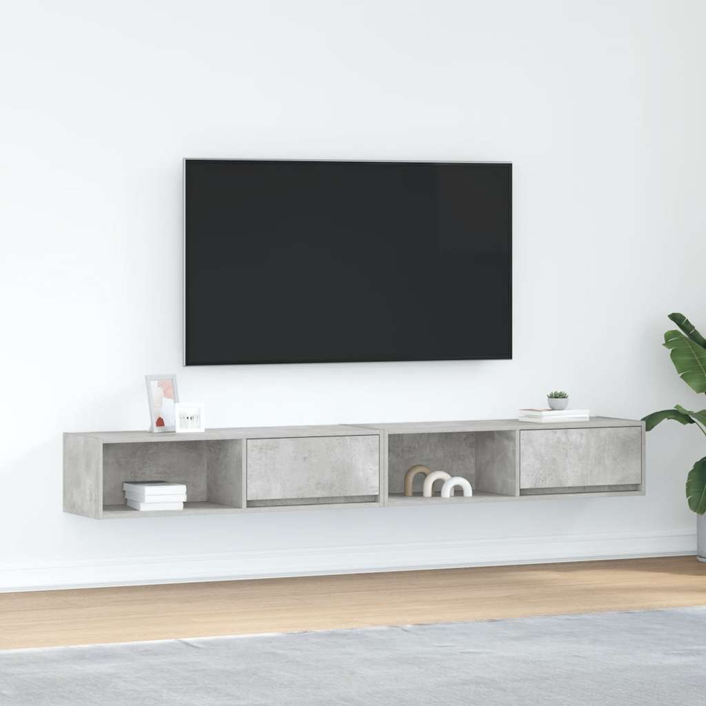 tv-borde 2 stk. 100x31x25,5 cm konstrueret træ betongrå
