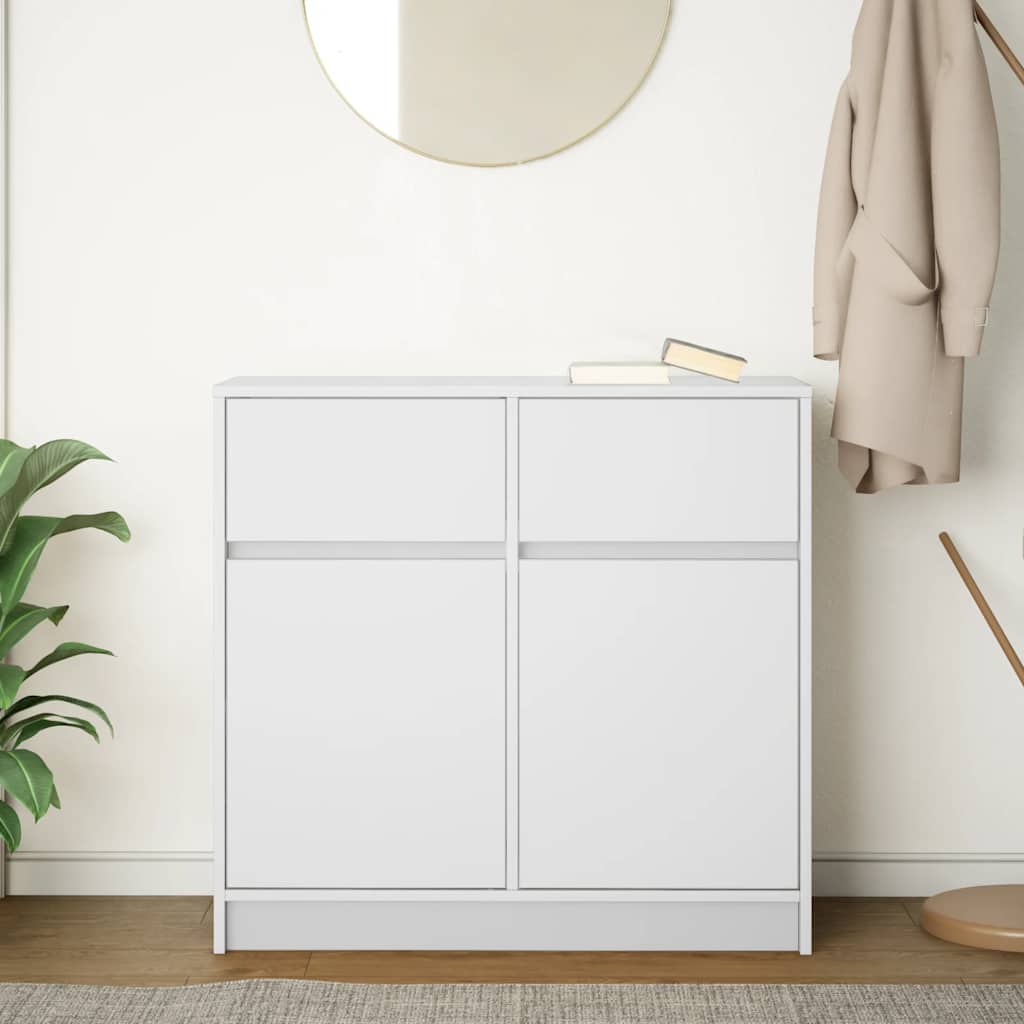 kommode med skuffe 80x34x76 cm konstrueret træ hvid