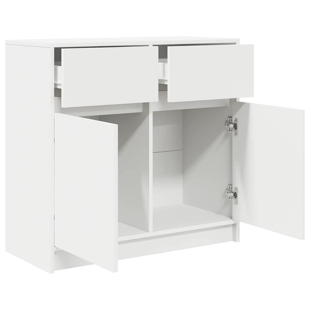 kommode med skuffe 80x34x76 cm konstrueret træ hvid
