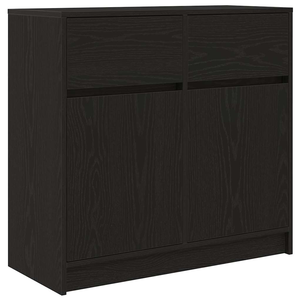 skænk med skuffe 80x34x76 cm konstrueret træ sort egetræ