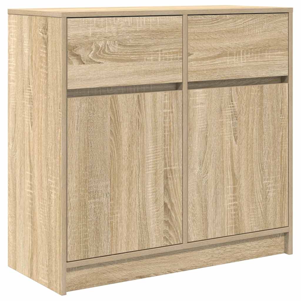 skænk med skuffe 80x34x76 cm konstrueret træ sonoma-eg